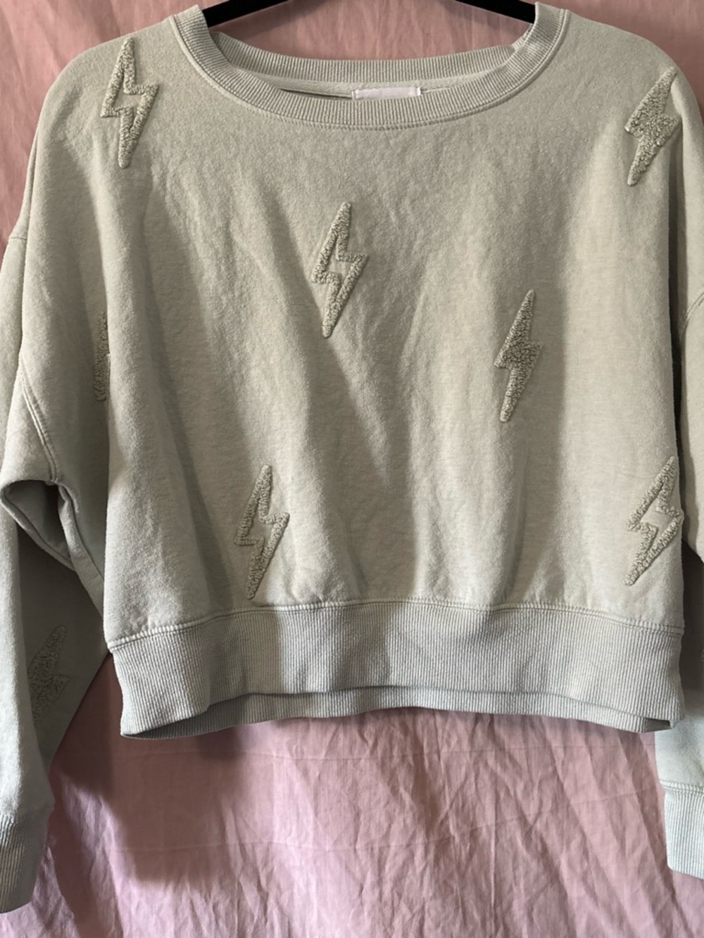 Olive & Oak Sage Green Lightning Embroidered Sweatshirt